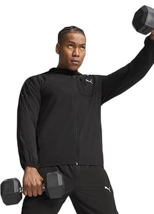 Толстовка мужская puma flex men's woven jacket 526733 01 (черная, эластичная, спортивная, капюшон, бренд пума) xl (56-58)