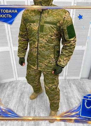 Зимовий тактичний костюм softshell для чоловіків xl водонепроникний фліс утеплений камуфляж піксель dm-11