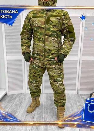 Зимний тактический костюм softshell для мужчин на флисе и синтепоне камуфляж мультикам для холодной пого dm-11