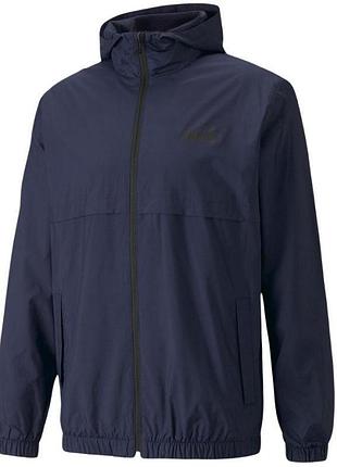 Ветровка puma essentials solid windbreaker 847484 06 (синий, спортивная, мужская, с подкладкой, логотип пума) l (52-54)