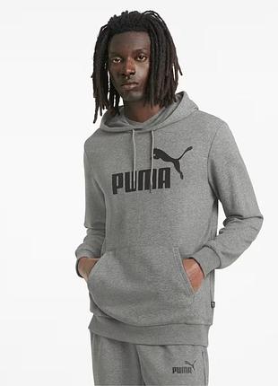 Худи мужской puma essentials big logo hoodie 586688 03 (светло-серый, мужской, спортивный, хлопок, бренд пума)
