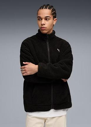 Кофта мужская puma essentials elevated relaxed winterized full-zip sherpa 688259 01 (черная, теплая, флис, спортивная, бренд пума)