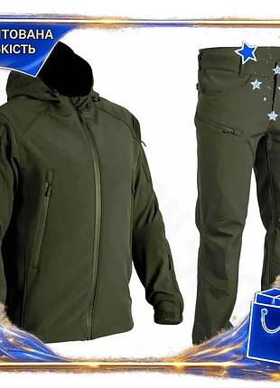 Тактический мужской костюм softshell spartan демисезонный оливковый для военнослужащих куртка и брюки ра dm-11