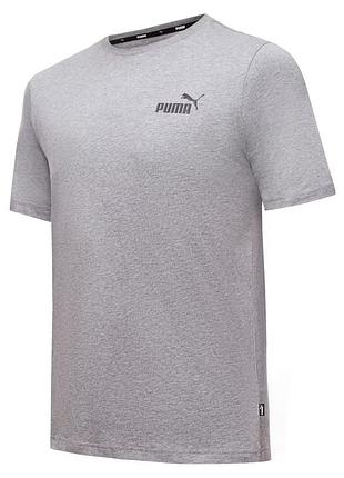 Футболка спортивная мужская puma ess small logo men's tee 586668 03 (серая, хлопок, повседневная, бренд пума)