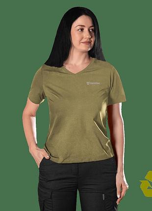 Футболка camotec pani totem logo v-neck tan для женщин тактическая одежда с антибактериальной обработкой ve-33