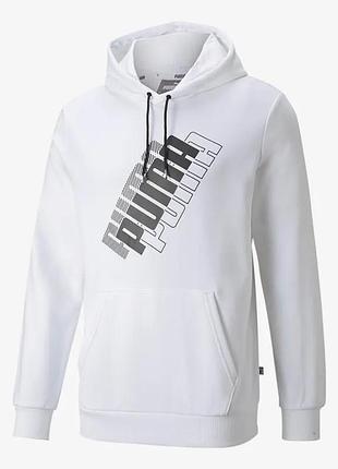 Худи мужской puma power logo hoodie 847378 02 (белый, мужской, спортивный, хлопок, бренд пума) xl (56-58)