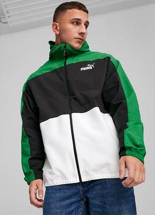 Ветровка puma men's hooded wındbreaker 675387 86 (зеленая, спортивная, мужская, без подкладки, бренд пума) m (48-50)