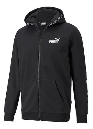 Худі чоловічий puma power tape fz hoodie fl us 847044 01 (чорний, чоловічий, мікрофліс, спортивний, бавовна, пума)