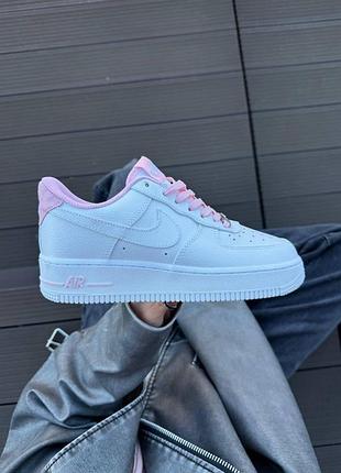 Белые кроссовки унисекс nike air force 1 low white pink х найк эйр форс 40