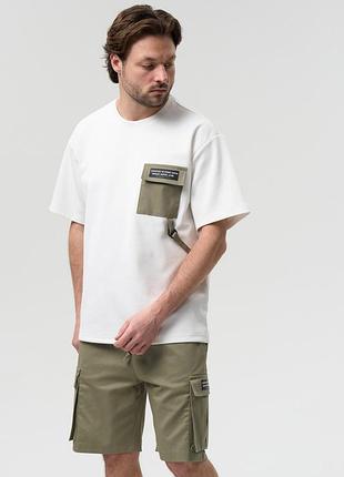 Летний мужской костюм карго urban cargo set хлопок (футболка и шорты) свинца