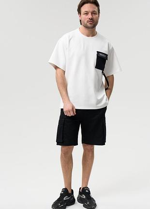Летний мужской костюм карго urban cargo set хлопок (футболка и шорты) черный 3xl