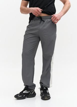 Легкі спортивні штани з плащівки темно-сірі dual pants 2xl