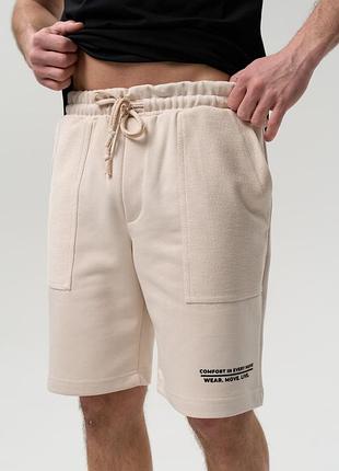 Мужские хлопковые шорты молочный base shorts lactic в стиле casual m