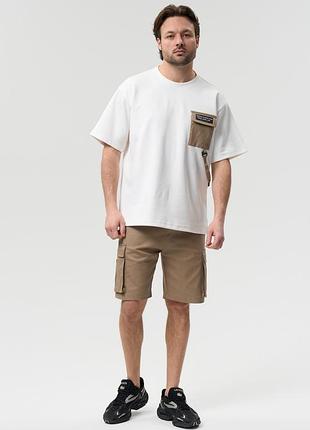 Летний мужской костюм карго urban cargo set хлопок (футболка и шорты) песочный 3xl