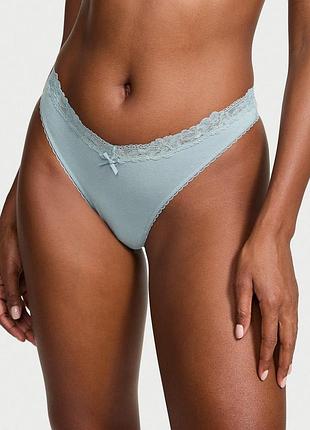 Женские трусики victoria's secret (7391839127006) stretch cotton lace-waist high-leg s голубые