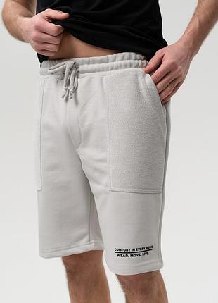 Мужские хлопковые шорты серый base shorts grey в стиле casual l