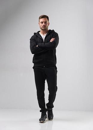 Мужской спортивный костюм на флисе, теплый на замке black 5xl