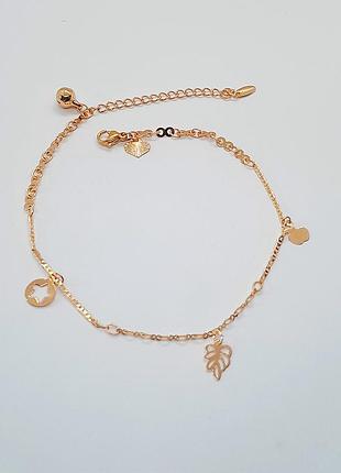 Браслет на ногу медзолото xuping jewelry 18k. 22- 27 см.