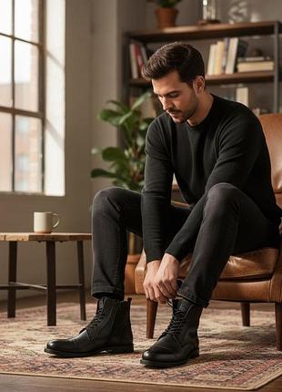Ботинки мужские черные осень/зима jack & jones 12192758*10 размер 45