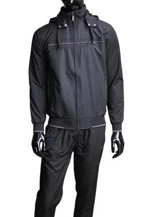 Спортивный костюм soccer мужской. плащевка. черный. xxl