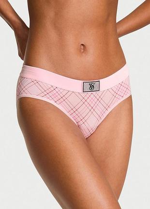 Женские трусики victoria's secret (43652955162839) logo cotton shine patch velvet hiphugger l розовые