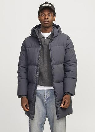 Куртка мужская зимняя теплая с капюшоном jack & jones 12260440*60 серый цвет размер s