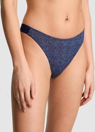 Женские трусики victoria’s secret (7391839127060) logo cotton high-leg thong xs синие