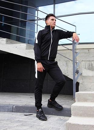 Спортивний костюм чорний чоловічий на замку tracksuits black
