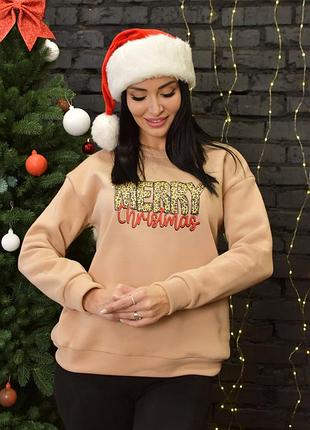 Жіночий світшот на флісі "xmas" оптом | батал