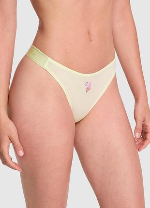 Женские трусики victoria's secret (282995498796) logo cotton shine high-leg thong xxl желтые
