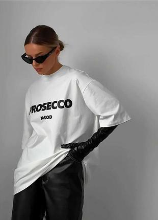 Хит продаж!стильная женская футболка prosecco mood белого цвета