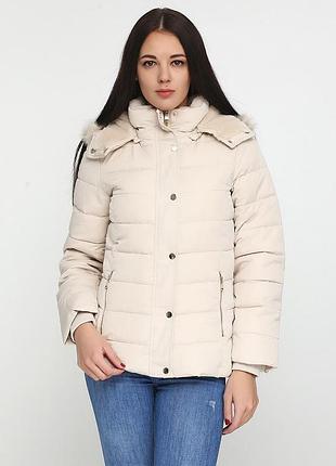 Куртка жіноча кремова з капюшоном stradivarius 04645*67 розмір l