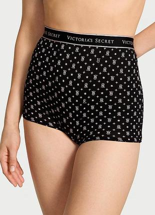 Женские трусики шорты victoria’s secret (989875236413) boyshort logo high-waist m черные