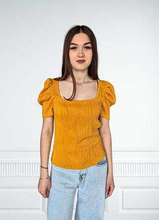 Топ жіночий однотонний рифлений shein жовтий