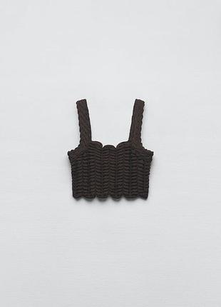 Топ жіночий zara коричневий літній топ с
