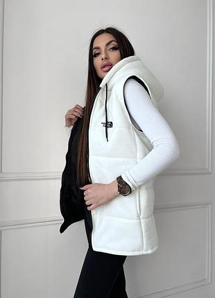 Повсякденна подовжена тепла жилетка the north face​​​​​​​ з капюшоном
