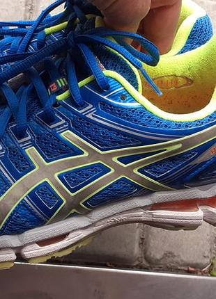 Мужские кроссовки asics gel-kayano 19 синего цвета с желтыми деталями eu 42,5cм,стелька 27,5см.отличное состояние.