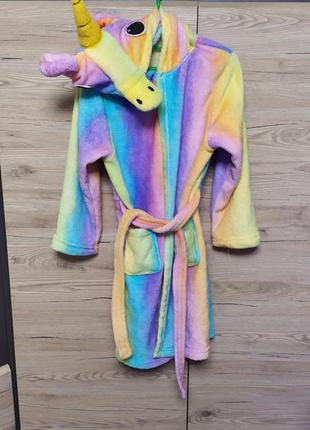 Детский халат, кигуруми единорог, пони, радуга на 5-6, 7, 6-7 лет