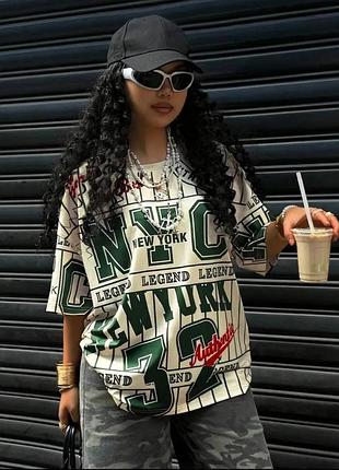 Футболка оверсайз nyc 32 new york, унисекс, комбинированный цвет, размер xl — streetwear стиль