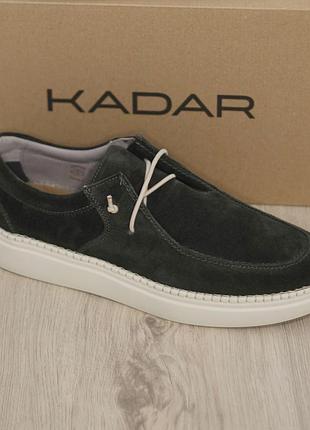 Kadar мужские зеленые замшевые мокасины на шнурках из натуральной кожи