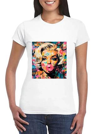 Футболка с принтом «мэрилин: graffiti love», хлопок, женский xl