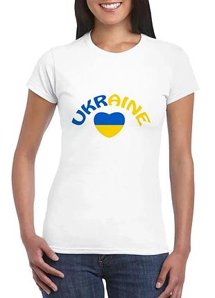 Футболка с принтом «ukraine: сине-желтое сердце», хлопок, женский xl