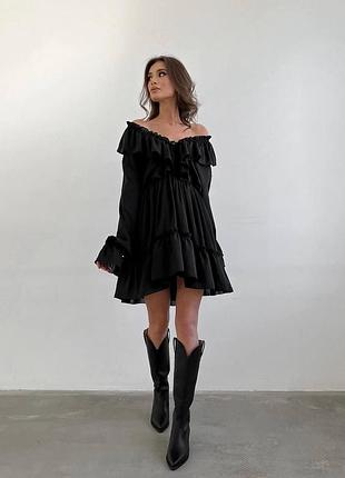 Женское шифоновое платье oversize черный, белый