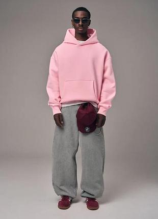 Розовое худи мужское — oversize, тёплое, стильное для повседневной носки oversize l-lx
