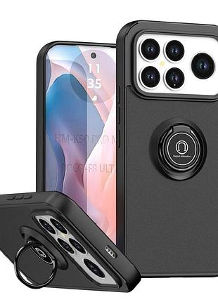 Чехол fiji colorframe для poco f8 ultra матовый бампер с кольцом подставкой black
