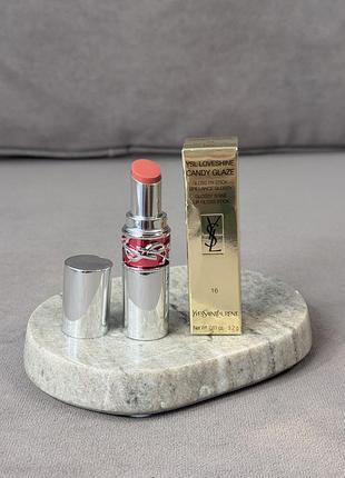 Глянцева помада-бальзам ysl candy glaze lip gloss stick у відтінку 16 watermelon high