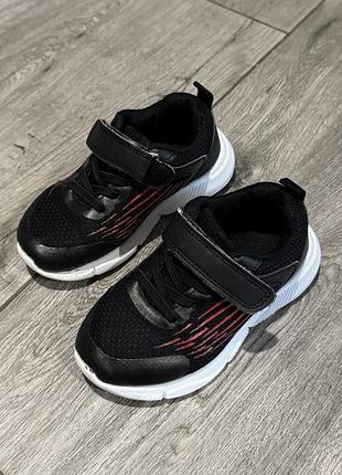 Текстильні кросівки чорні black/red 16,5 см, 26 розмір