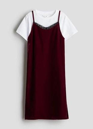 H&amp;m бордова сукня оксамит xxs-xs