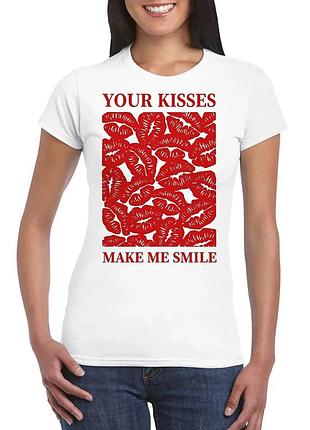 Футболка с принтом женская your kisses make me smile, хлопок