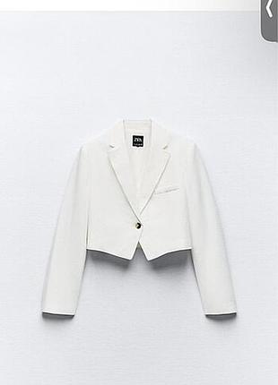 Білий вкорочений жакет zara кроп піджак zara новий